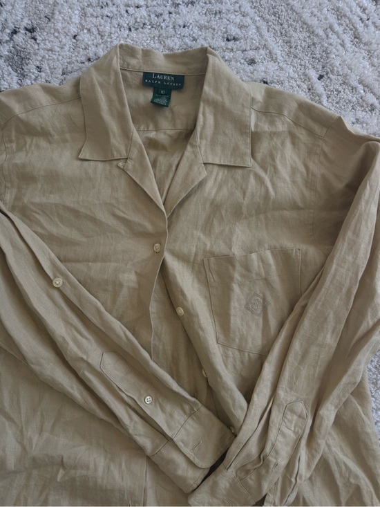 Ralph Lauren Tops - Lauren Ralph Lauren 100% Linen Button Up Shirt - Beige